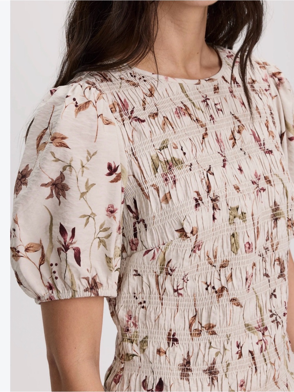 Frame Smocked Floral Peplum Blouse, Small